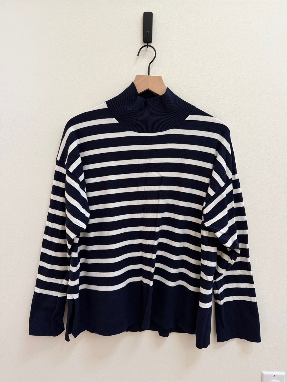Aritzia Babaton Striped Navy & White Turtleneck Sweater
